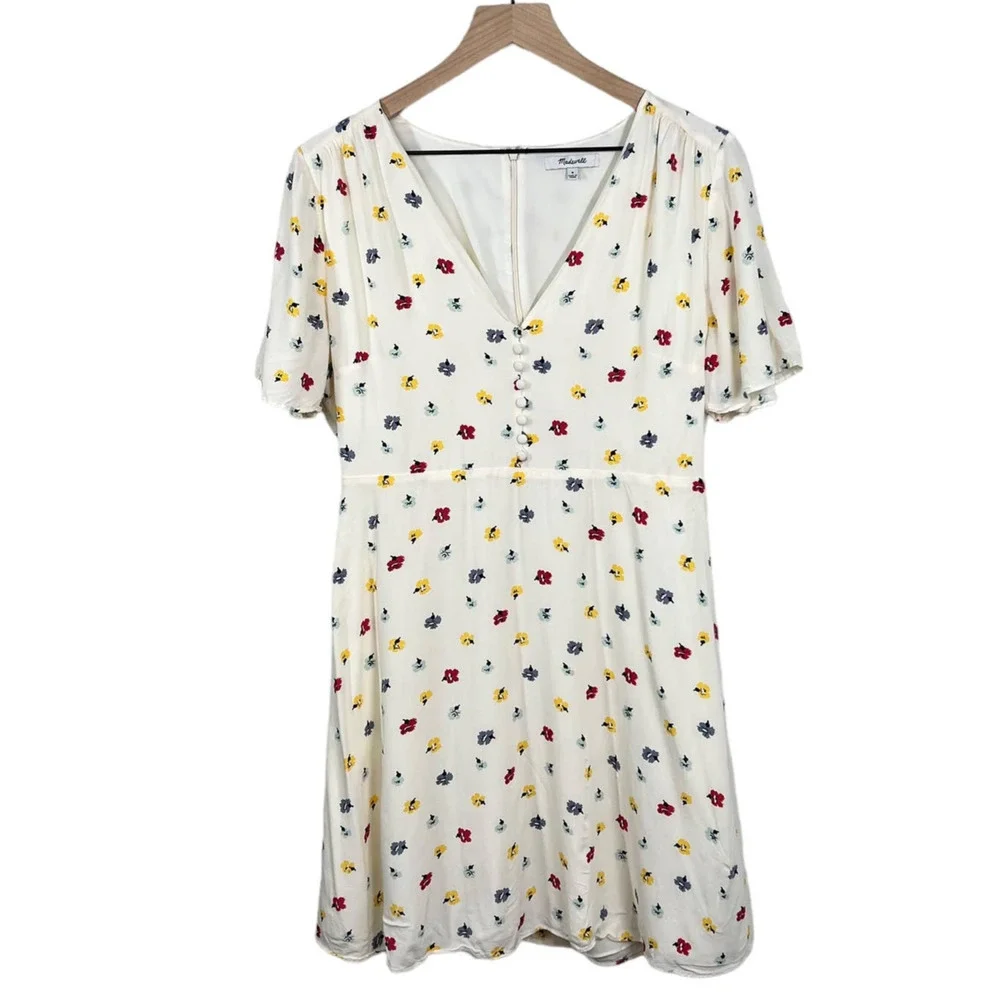 Madewell Orchard Flutter-Sleeve Dress in Confetti Floral Size 8 - Picture 2 of 9